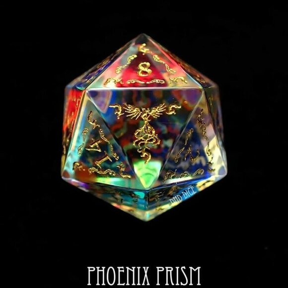 DND Dice Set - Phoenix Prism - 7 Exclusive Glass Dice - - Picture 5 of 6